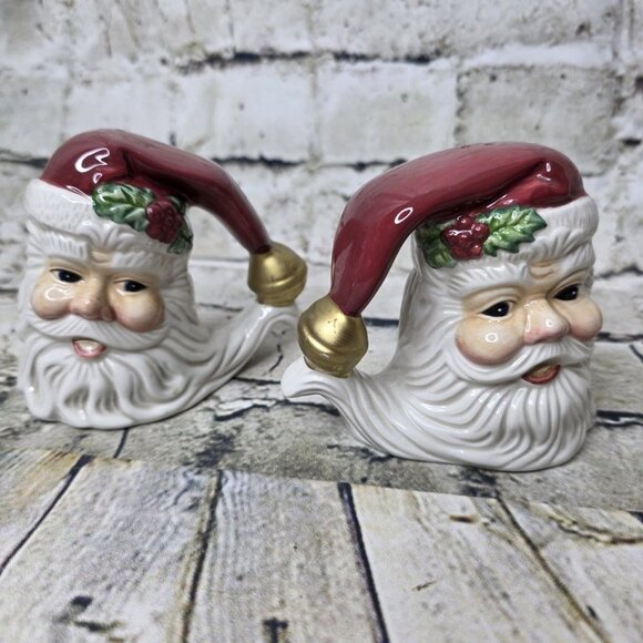 Vintage Fitz & Floyd Omnibus Santa Face Salt and Pepper Shakers - Picture 1 of 7